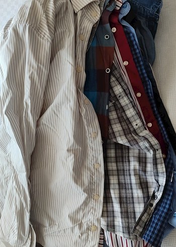 mavi kahverengi tonlarda kareli Uzun Kollu Erkek Gömlek - Görsel 2