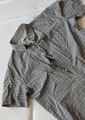 Erkek Gri Kısa Kollu Keten Gömlek - Görsel 7