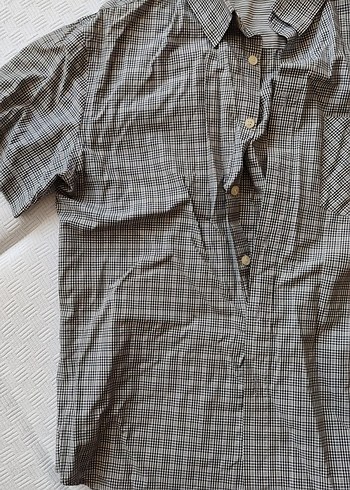 Erkek Gri Kısa Kollu Keten Gömlek - Görsel 3