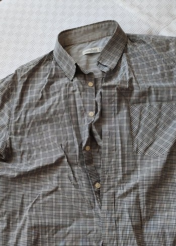 Erkek Gri Kısa Kollu Keten Gömlek - Görsel 8