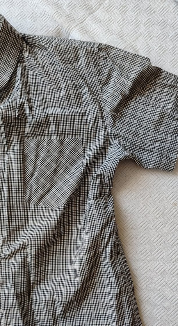 Erkek Gri Kısa Kollu Keten Gömlek - Görsel 4