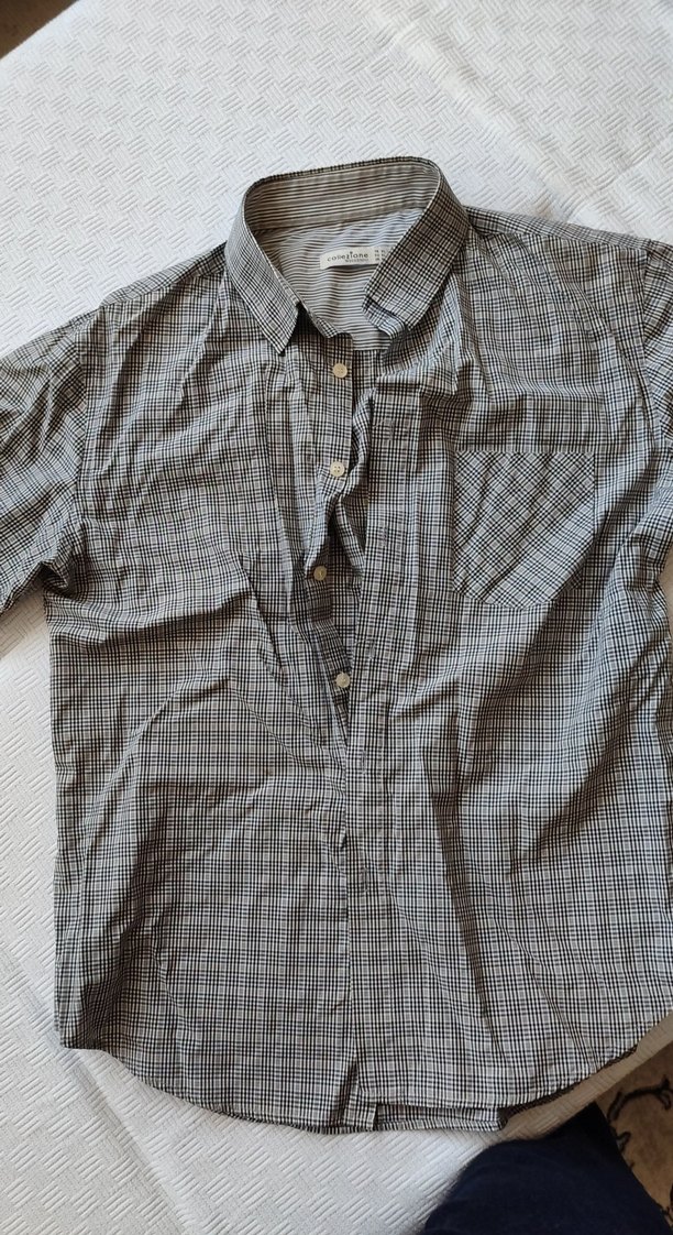 Erkek Gri Kısa Kollu Keten Gömlek - Görsel 2