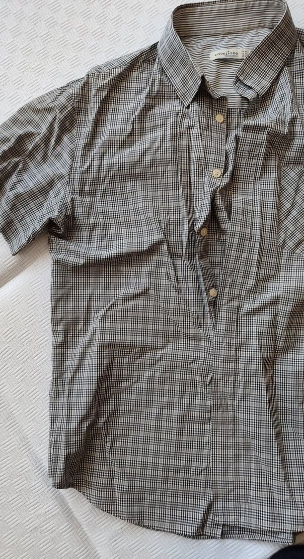 Erkek Gri Kısa Kollu Keten Gömlek - Görsel 3