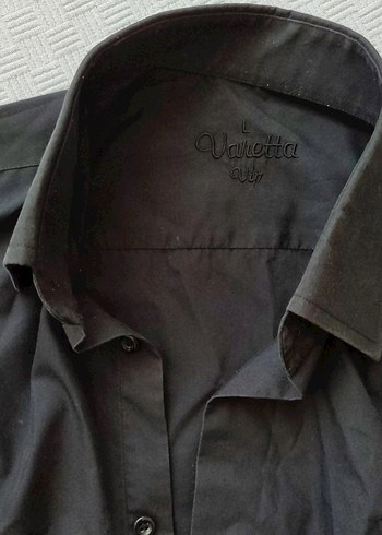 Siyah pamuklu Uzun Kollu Erkek Gömlek - Görsel 2