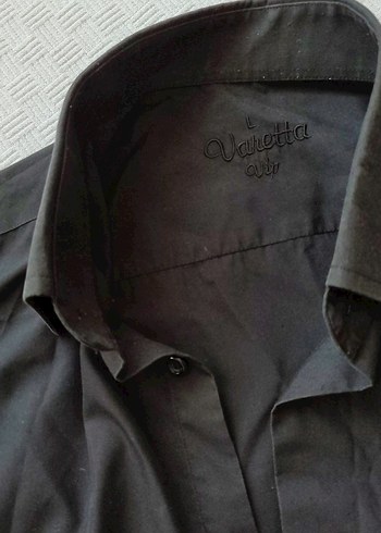 Siyah pamuklu Uzun Kollu Erkek Gömlek - Görsel 3