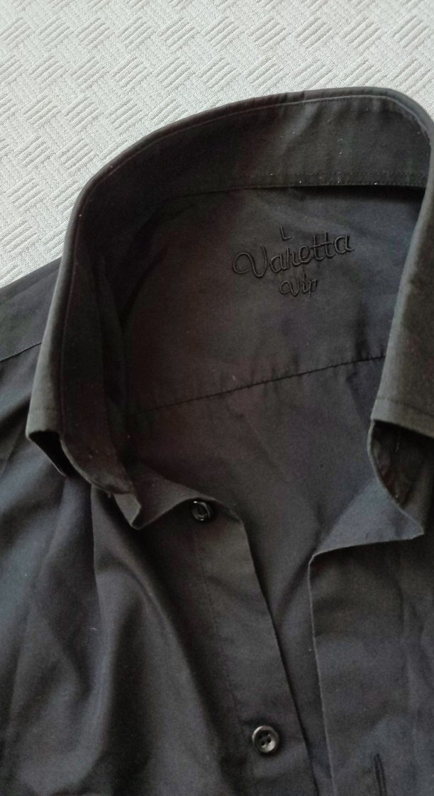 Siyah pamuklu Uzun Kollu Erkek Gömlek - Görsel 3