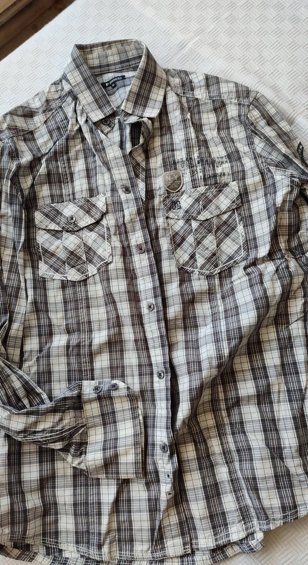 Uzun Kollu Kareli Gri Erkek Gömlek - Görsel 3