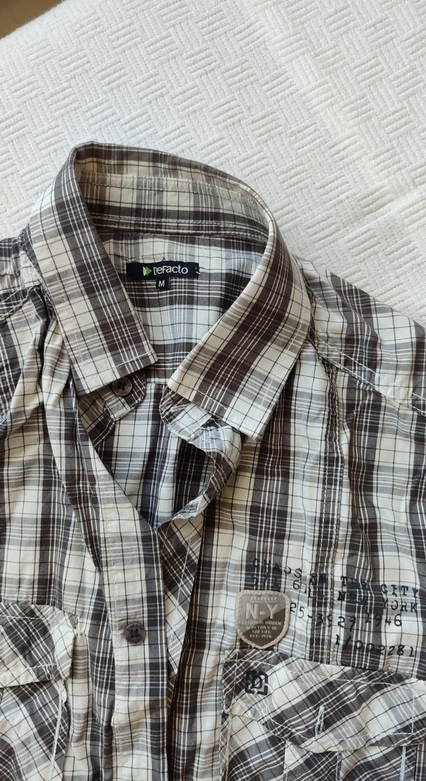 Uzun Kollu Kareli Gri Erkek Gömlek - Görsel 5