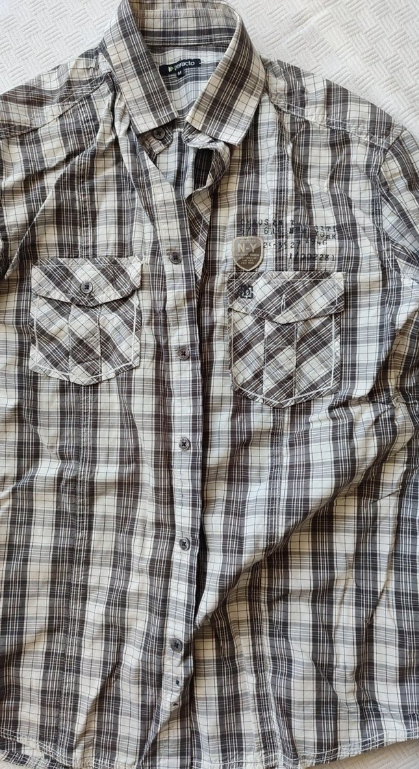 Uzun Kollu Kareli Gri Erkek Gömlek - Görsel 2