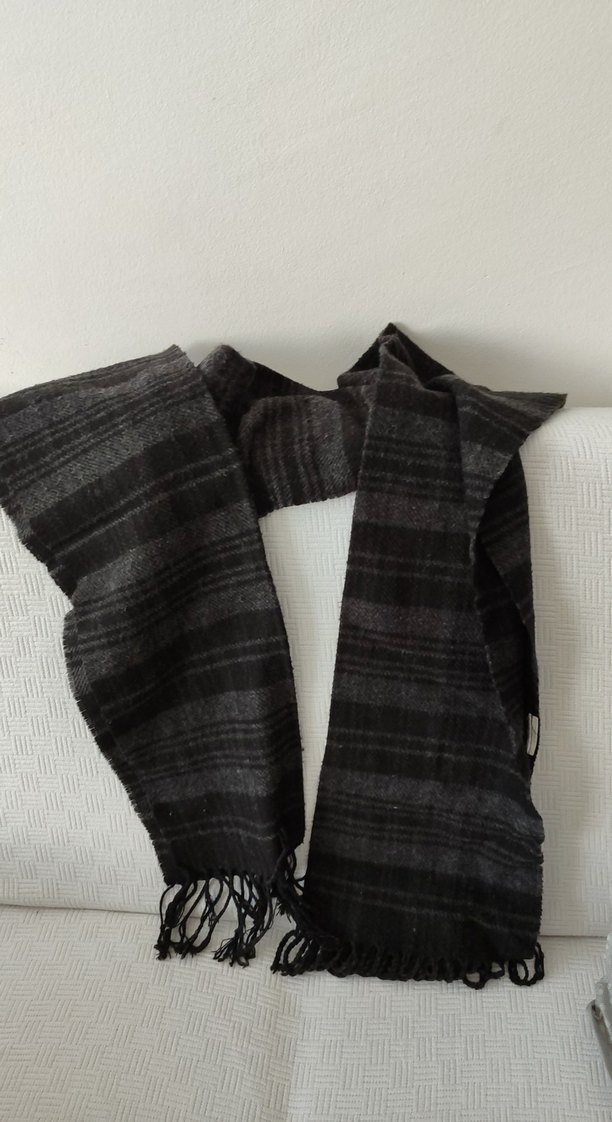 Siyah Gri Bohem Erkek Atkı - Görsel 2