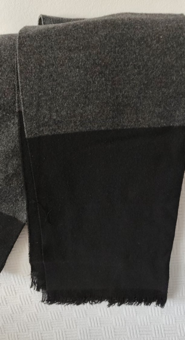 Siyah Gri Erkek Boy Atkı - Görsel 2