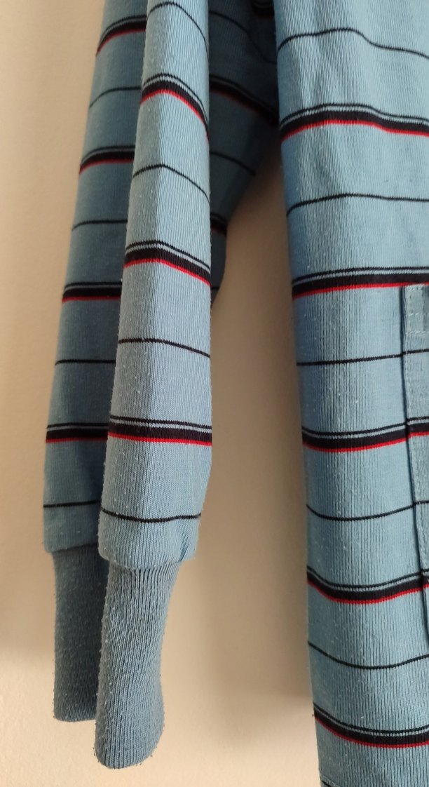 Düğmeli Mavi Çizgili Erkek Pijama Üstü - Görsel 4