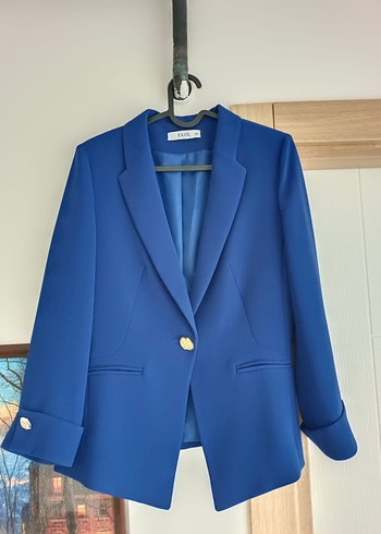 s Beden mavi Renk Ekol Marka Düğmeli Mavi Kadın Blazer Ceket