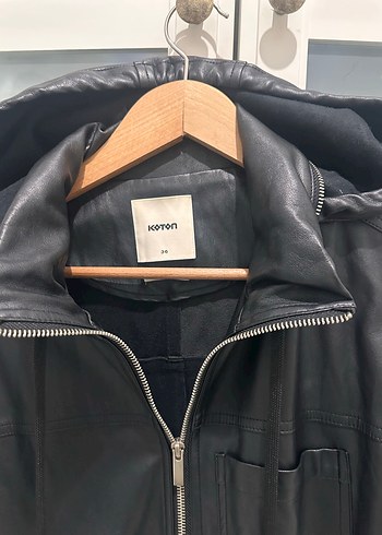 Fermuarlı Siyah Deri Midi Ceket Yağmurluk - Görsel 2