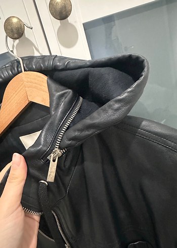 Fermuarlı Siyah Deri Midi Ceket Yağmurluk - Görsel 3