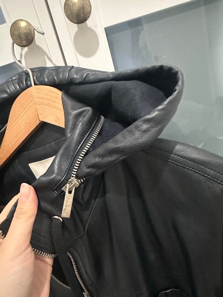 Fermuarlı Siyah Deri Midi Ceket Yağmurluk - Görsel 3