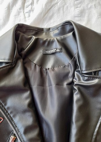 s Beden siyah Renk Siyah Parlak Deri Biker Ceket