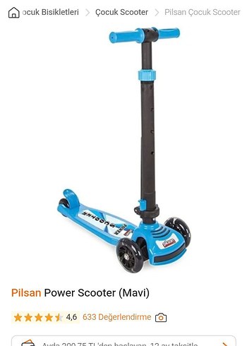 Pilsan Power Mavi Çocuk Scooter