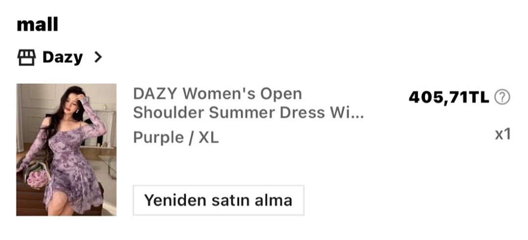 xl Beden mor Renk Shein yazlık elbise