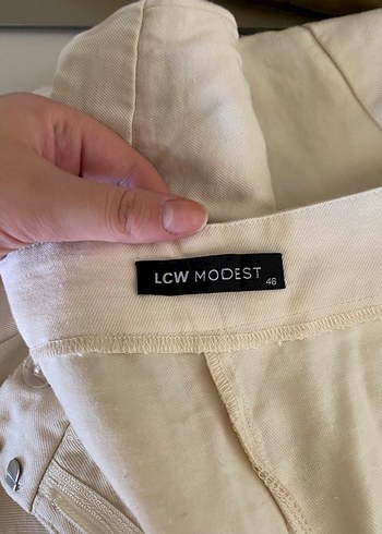 LC Waikiki Bej Kadın Keten Pilili Pantolon