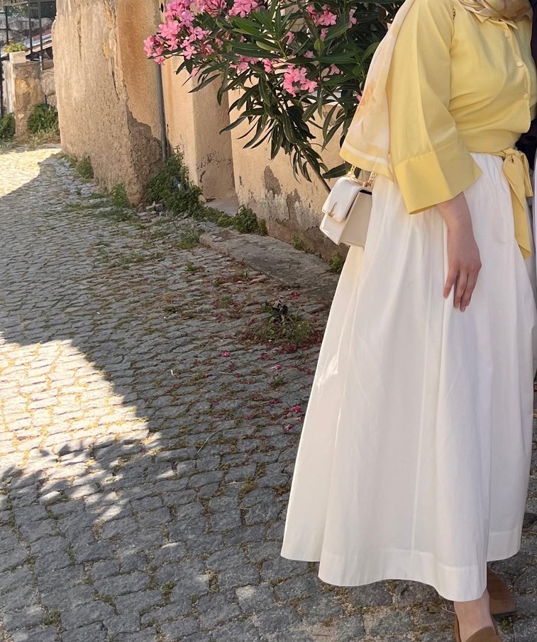 Beyaz Keten Etek - Görsel 2