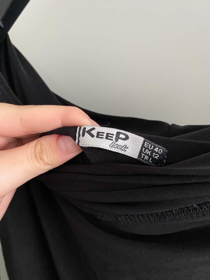 Straplez Drapeli Siyah Mini Elbise - Görsel 2