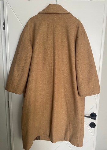 Bej Düğmeli Midi Kadın Yün Kaban - Görsel 2