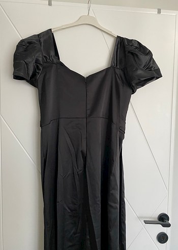 Drapeli Siyah Uzun Abiye Elbise - Görsel 5