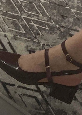Diğer Bordo Tokalı Blok Topuk Kadın Klasik Ayakkabı