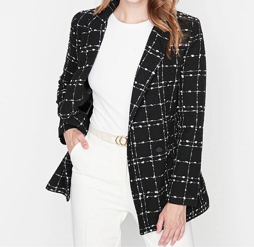 Trendyol & Milla Siyah tüvit oversize blazer ceket