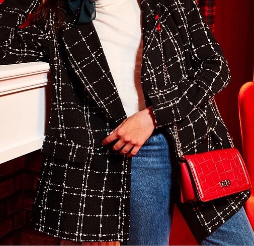 Siyah tüvit oversize blazer ceket