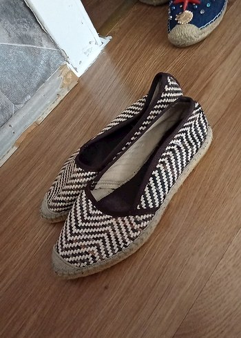 Diğer Bohem Tarz Gri Kahverengi Örgü Kadın Espadril