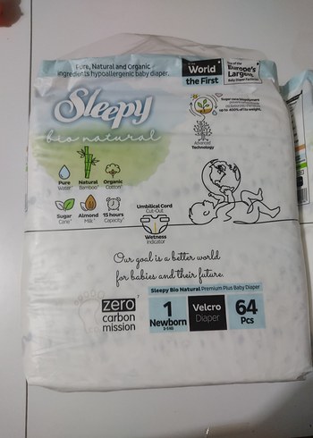 Sleepy Bio Natural Yenidoğan Bebek Bezi 64'lü - Görsel 7