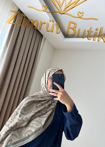 Dijital desenli bambu kraş şal - Yağ yeşili