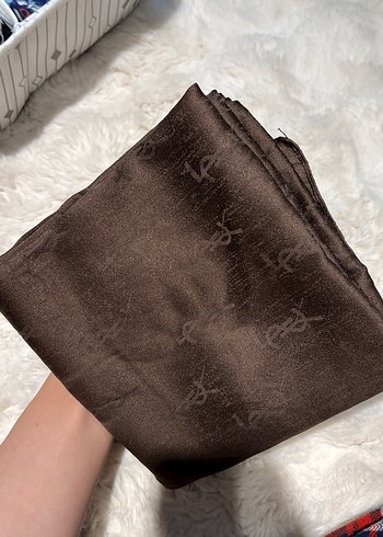 Yves Saint Laurent Kahverengi Monogramli İnce Sal