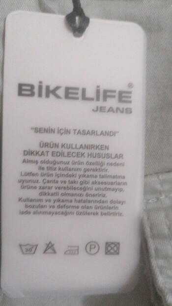 36 Beden gri Renk Bikelife jeans kot şort sifir