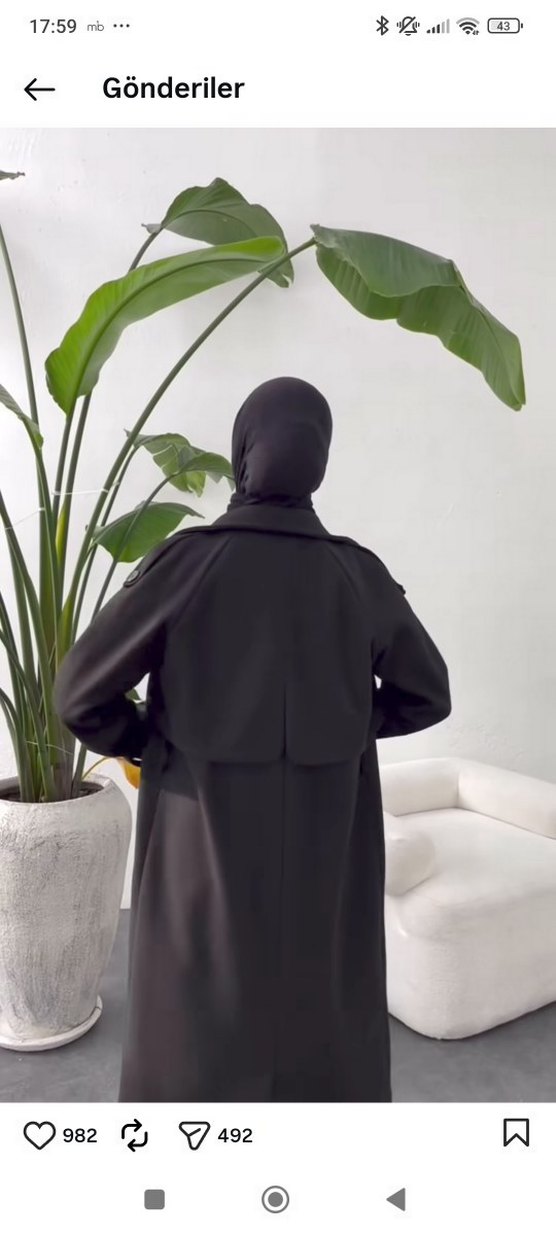 Siyah Kuşaklı Uzun Kaban - Görsel 4