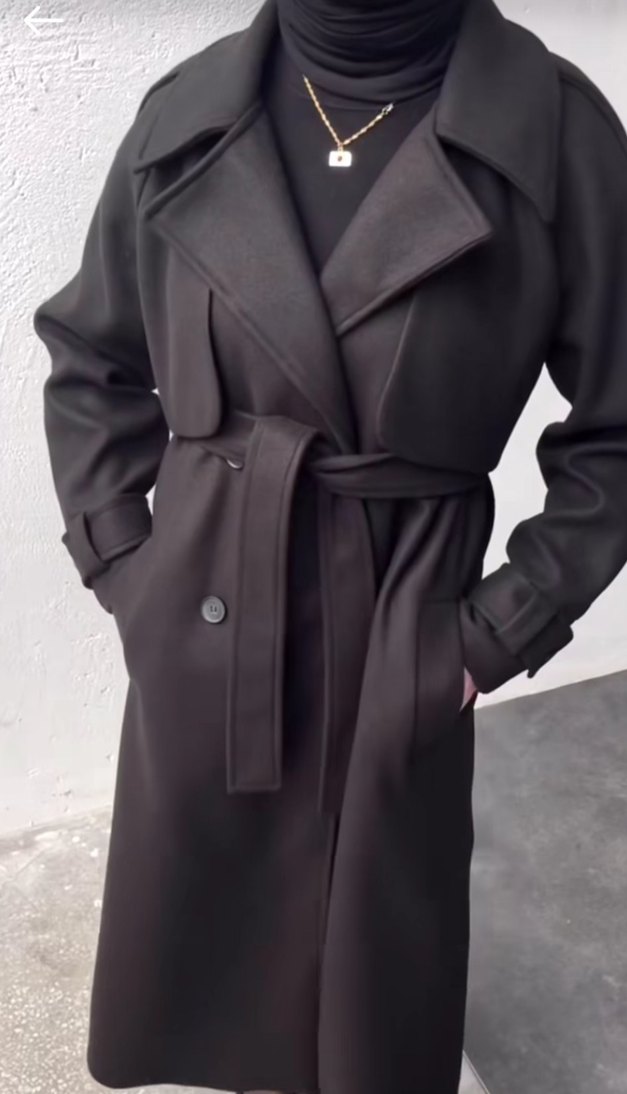 Siyah Kuşaklı Uzun Kaban - Görsel 3