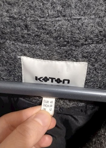 Düğmeli Gri Kadın Yün Kaban Antrasit füme renk - Görsel 3