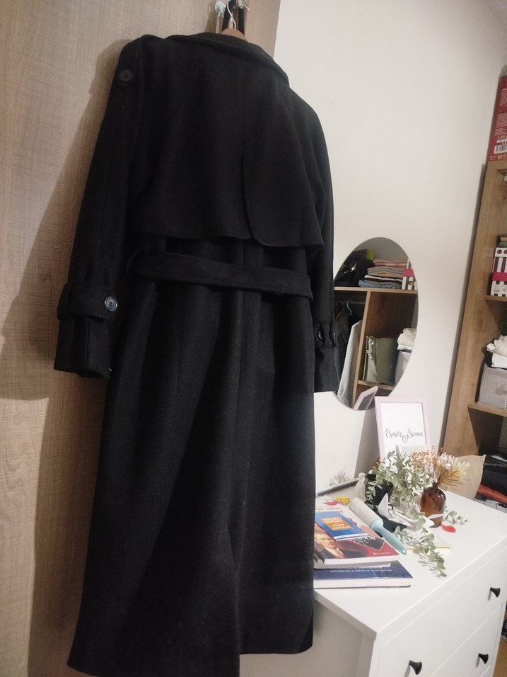 Siyah Çift Düğmeli Kaban - Görsel 4