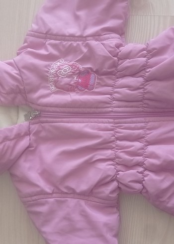 Panço Kız Çocuk Pembe Nakışlı Kapüşonlu Mont