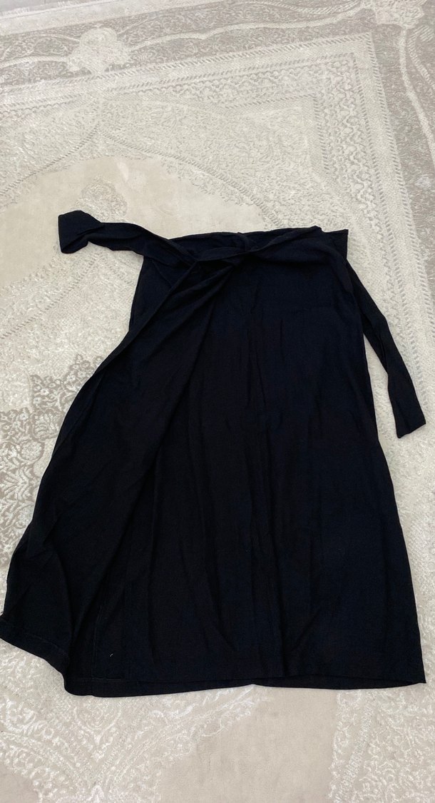 Drapeli Siyah Uzun Kadın Suud Etek - Görsel 4