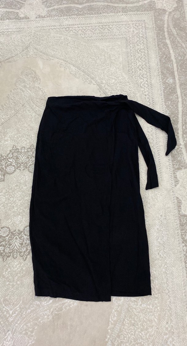 Drapeli Siyah Uzun Kadın Suud Etek - Görsel 3