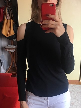 s Beden siyah Renk H&M omuz dekolteli triko