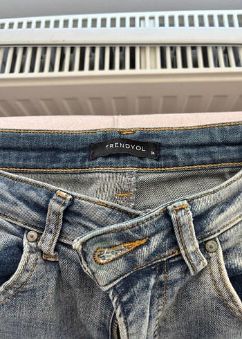 34 Beden Gri Kadın Denim Normal Boy Dar Kesim Jean