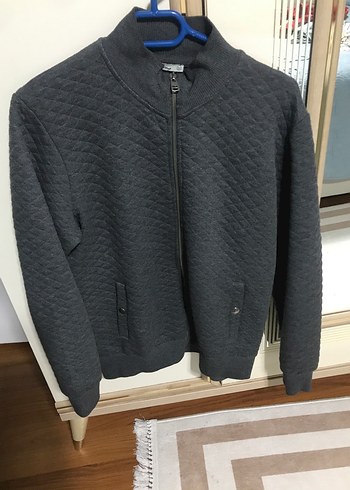 Erkek Gri Fermuarlı Yün Sweatshirt
