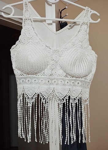 Diğer Beyaz dantelli crop. #crop
