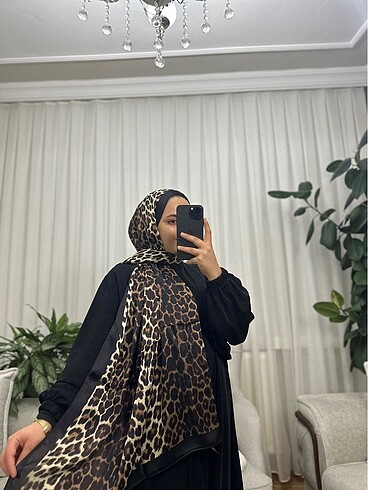İthal Vual Çift Taraflı Leopar Desenli Şal - Kahve