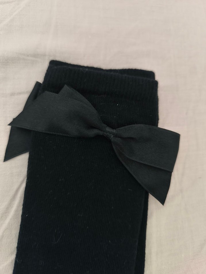 Kız Çocuk Siyah Yumuşak Kumaş Çorap - Görsel 3