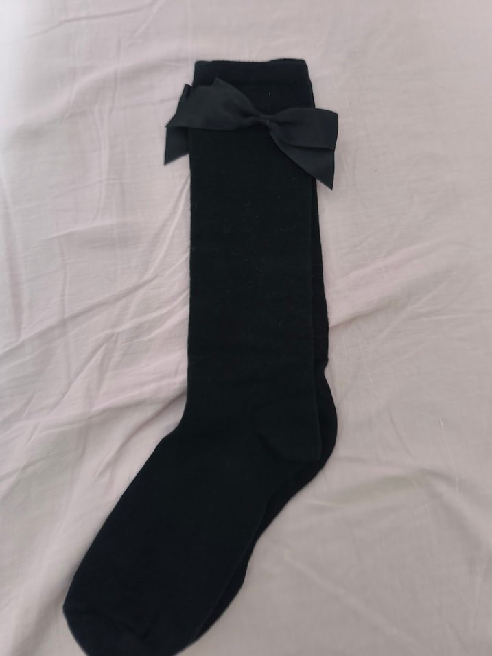 Kız Çocuk Siyah Yumuşak Kumaş Çorap - Görsel 2